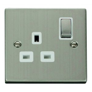 1 gang 13A DP switched socket outlet - white inserts