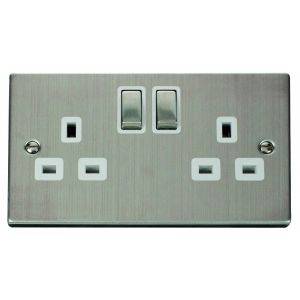 2 gang 13A DP switched socket outlet - white inserts