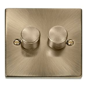 Dimmer Switch TE 2 Gang 2 Way 100W - Antique Brass