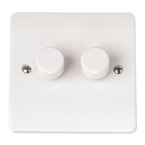 Dimmer Switch TE 2 Gang 2 Way 2x100W White