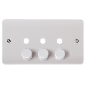 Dimmer Plate &amp; Knobs 3 Gang White