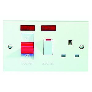 45 Amp DP Switches &amp; Cookers - Cooker control unit with 13A socket &amp; neon