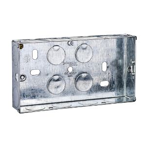 Metal Switch &amp; Socket Box- 2 Gang Round KO Adj. 25mm