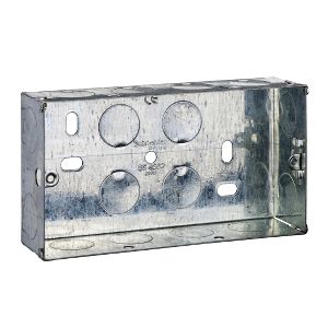 Metal Switch &amp; Socket Box- 2 Gang Round KO Adj. 35mm