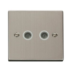 Twin coaxial socket outlet - white inserts