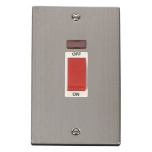 2 gang 45A DP switch with neon - white inserts