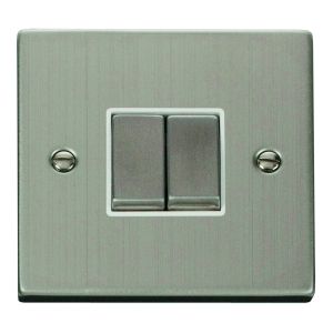 2 gang 2 way 10AX ingot switch - white inserts