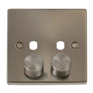 2 gang dimmer plate &amp; knob satin chrome
