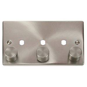 3 gang dimmer plate &amp; knob satin chrome
