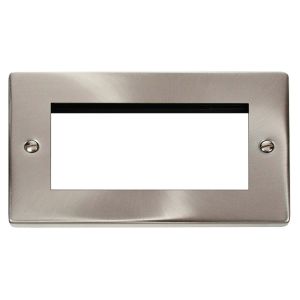 2 gang 4 module euro plate satin chrome