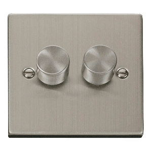 Dimmer 2 gang 2 way 2x100W TE stainless steel