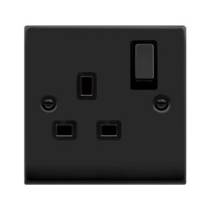 13A Ingot 1 Gang DP Switched Socket - Black
