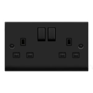 13A Ingot 2 Gang DP Switched Socket - Black
