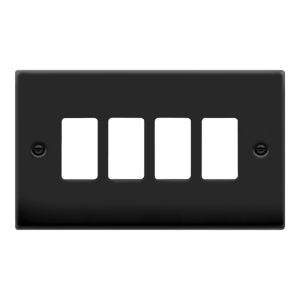 Grid plate 4 Gang - Matt Black