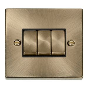 Switch 3G 2 Way 10AX - Black - Antique Brass