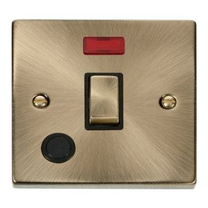 20A Ingot DP Switch + Neon + FO - Black - Antique Brass