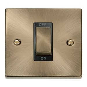 45A Ingot 1 Gang DP Switch - Black - Antique Brass