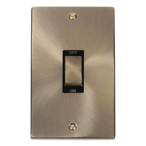 45A Ingot 2 Gang DP Switch - Black - Antique Brass