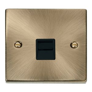 Telephone Socket Secondary - Black - Antique Brass