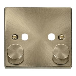 Dimmer plate &amp; Knobs 2 Gang - Antique Brass