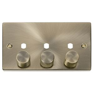 Dimmer plate &amp; Knobs 3 Gang - Antique Brass