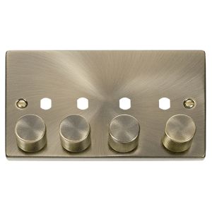 Dimmer plate &amp; Knobs 4 Gang - Antique Brass