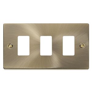 Grid plate 3 Gang - Antique Brass