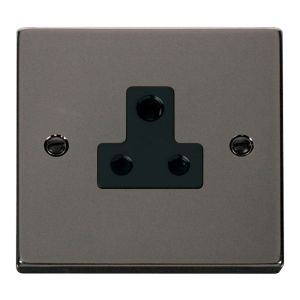 5A Round Pin Socket 1 Gang - Black - Black Nickel