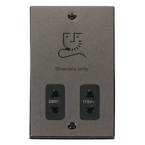 Shaver Socket Dual Voltage - Black - Black Nickel