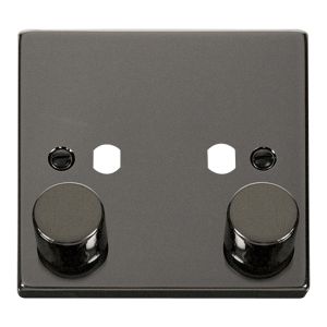 Dimmer plate &amp; Knobs 2 Gang - Black Nickel