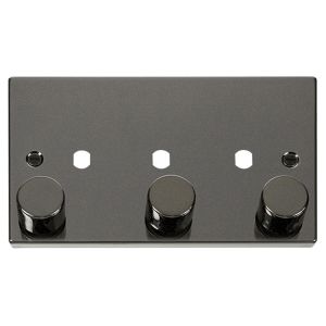 Dimmer plate &amp; Knobs 3 Gang - Black Nickel