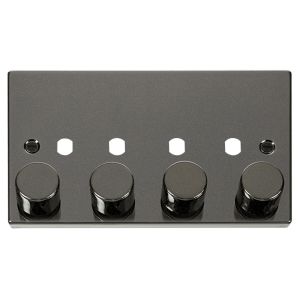 Dimmer plate &amp; Knobs 4 Gang - Black Nickel