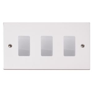 White Moulded Flush Square Edge Cover Plates - 2 gang