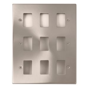 Satin Chrome Cover Plates - 9 gang