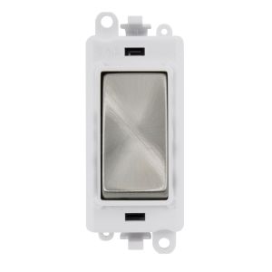 Grid Module 20A 2 Way Switch - White - Satin Chrome