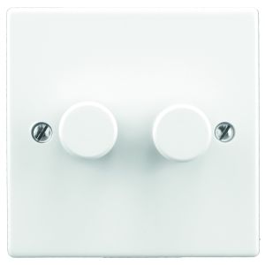 2 x 0-150W/VA LED 2 gang white plated dimmer