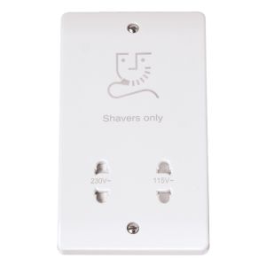 Shaver socket with dual 115/230V output