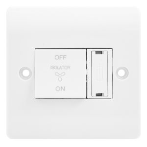 10AX Plate Switches - 1 gang TP fan isolator c/w 3a fuse