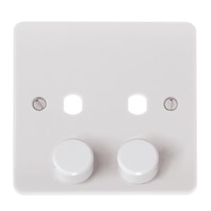 Dimmer Plate &amp; Knobs 2 Gang White