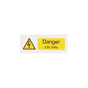 Danger 230 volts - 75 x 25mm Pk10