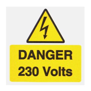 Danger 230 volts - 75 x 75mm Pk10