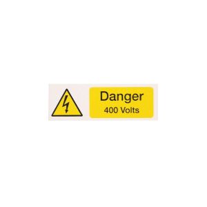 Danger 400 volts - 75 x 25mm Pk10