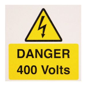 Danger 400 volts - 75 x 75mm Pk10