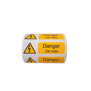 Danger 230 volts - 75 x 25mm Pk250