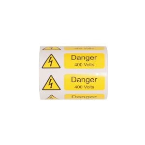 Danger 400 volts - 75 x 25mm Pk250