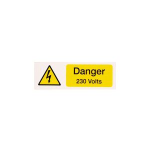 Danger 230 volts - 75 x 25mm Pk5