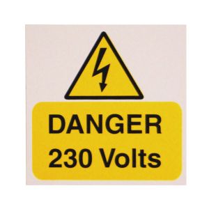 Danger 230 volts - 75 x 75mm Pk5