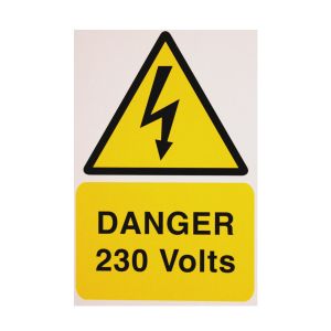 Danger 230 volts - 150 x 255mm Pk1