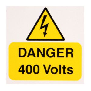 Danger 400 volts - 75 x 75mm Pk5