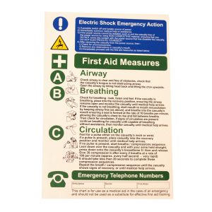 Electric shock / first aid notice - 280 x 420mm Pk1